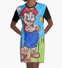 Tattooed Mario Graphic T-Shirt Dress