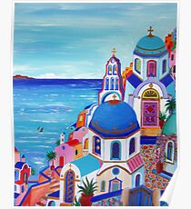 Colorful Oia Santorini Poster