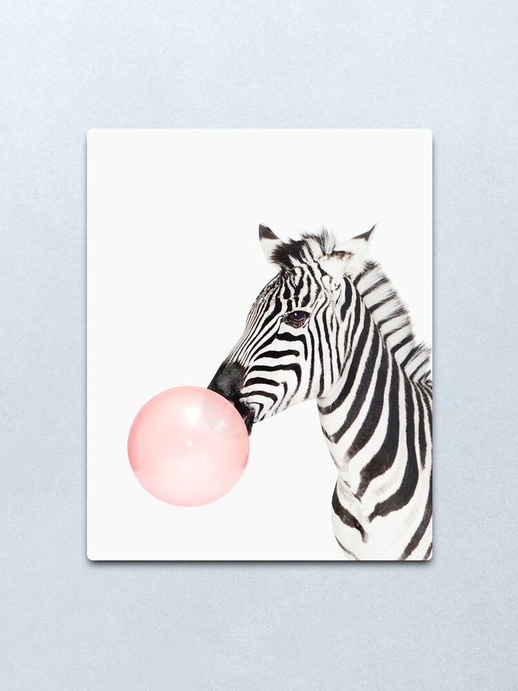 Alternate view of Zebra print, Bubble gum, Nursery art, Zebra wall art, Animal, Kids room, Modern art, Wall decor Metal Print