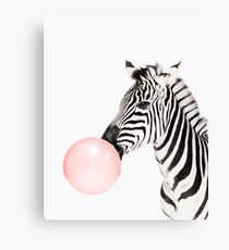 Zebra print, Bubble gum, Nursery art, Zebra wall art, Animal, Kids room, Modern art, Wall decor Canvas Print