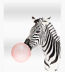 Zebra print, Bubble gum, Nursery art, Zebra wall art, Animal, Kids room, Modern art, Wall decor Poster