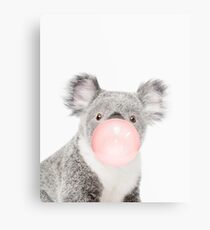 Koala print, Bubble gum, Nursery art, Koala wall art, Animal, Kids room, Modern art, Wall decor Metal Print