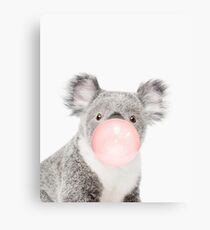 Koala print, Bubble gum, Nursery art, Koala wall art, Animal, Kids room, Modern art, Wall decor Canvas Print