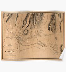 Vintage Map of Honolulu Hawaii (1887) Poster