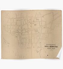 Vintage Map of Honolulu Hawaii (1893) Poster