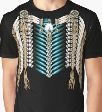Native American Warrior Chestplate in Ivory and Blue Graphic T-Shirt