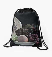 The Ceramic Plate of Fruit Drawstring Bag