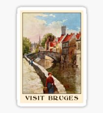 Annonce de voyage vintage style rétro Bruges Sticker
