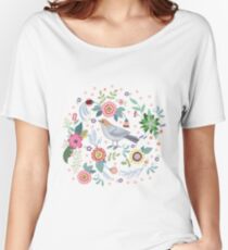 Beautiful bird in flowers Women's Relaxed Fit T-Shirt