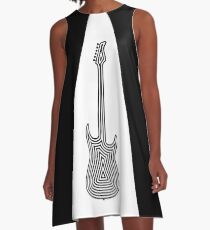 Black and White Electric Guitar A-Line Dress
