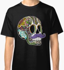 Mustache Sugar Skull (Color Version) Classic T-Shirt