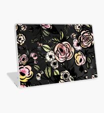 water color,floral,flower,pattern,black,pink,red,yellow,green Laptop Skin