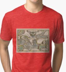Vintage Map of The Mediterranean Sea (1608) Tri-blend T-Shirt