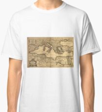 Vintage Map of The Mediterranean Sea (1685) Classic T-Shirt