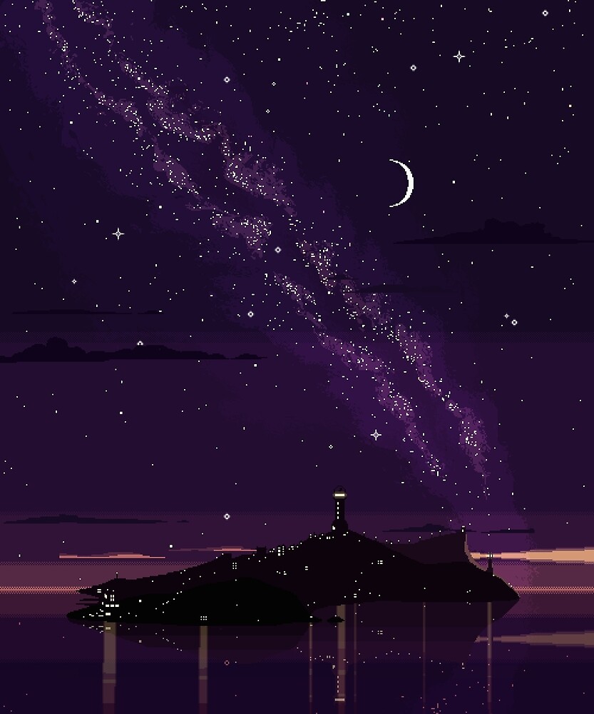 Пиксельное ночное небо