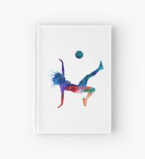 Woman soccer player 08 in watercolor Hardcover Journal