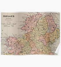 Vintage Map of Northern Ireland (1883) Poster