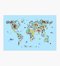 Animal Map of the World for children and kids Photographic Print