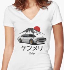 Skyline GTR Kenmeri (white) Women's Fitted V-Neck T-Shirt