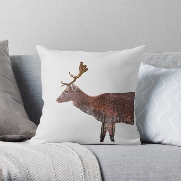 Deer at dawn Throw Pillow