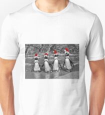 Penguins with Santa Claus caps Unisex T-Shirt