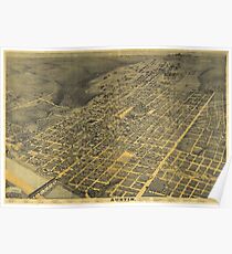 Vintage Pictorial Map of Austin Texas (1887) Poster