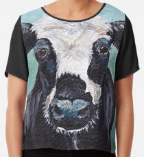 Cow art, cow print "Maybelline" Chiffon Top