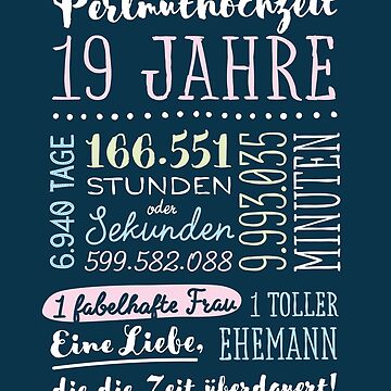 "Perlmuthochzeit 19 Jahre Hochzeitstag Geschenk Mann Frau" Poster for