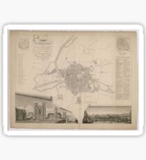 Vintage Map of Rennes France (1829) Sticker