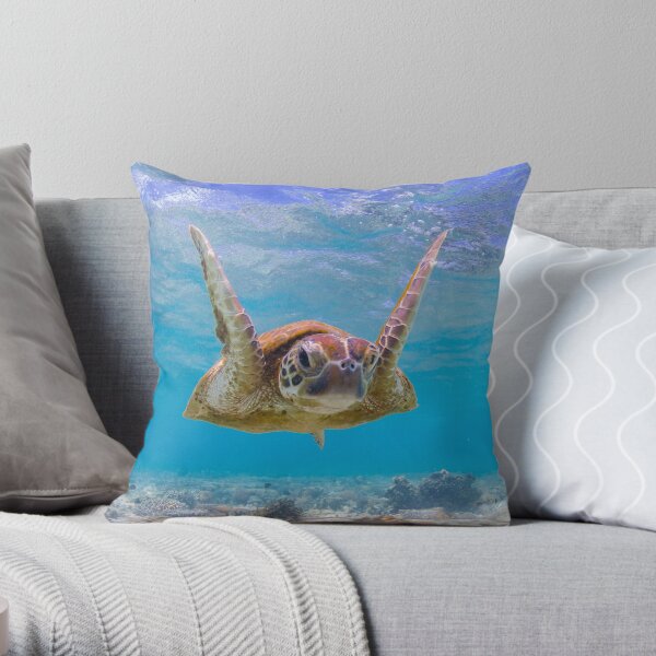Joyful turtle - print Throw Pillow