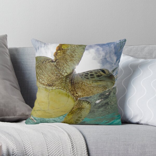 Hopeful turtle - print Throw Pillow