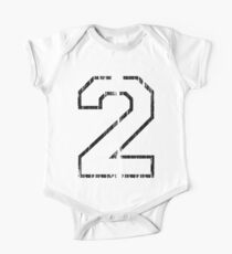 White Distressed Sports Number 2 One Piece - Short Sleeve