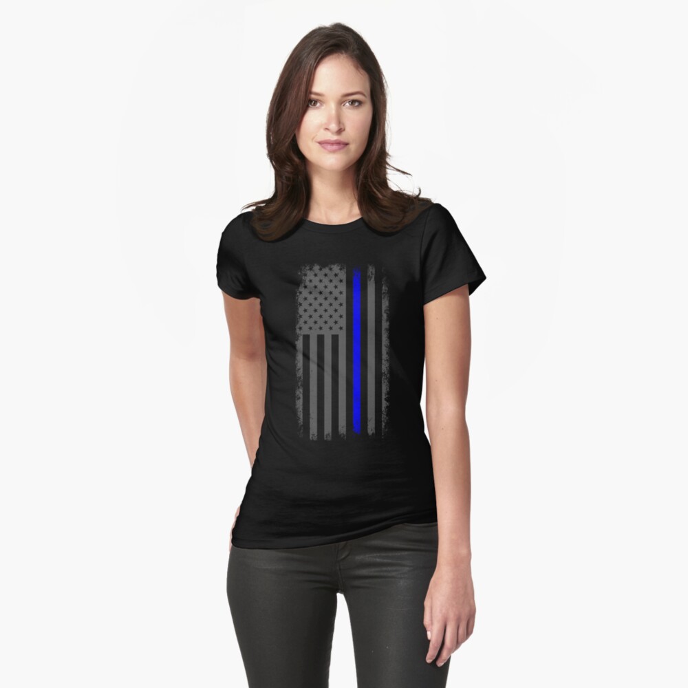 Vertical Thin Blue Line American Flag T Shirt By Runesilver Redbubble