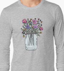Mason Jar with Flowers Long Sleeve T-Shirt