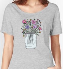 Mason Jar with Flowers Women's Relaxed Fit T-Shirt