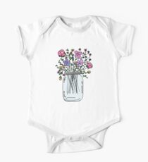 Mason Jar with Flowers One Piece - Short Sleeve