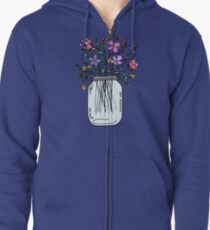 Mason Jar with Flowers Zipped Hoodie