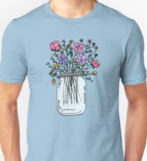 Mason Jar with Flowers Unisex T-Shirt