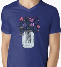 Mason Jar with Flowers Men's V-Neck T-Shirt