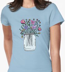 Mason Jar with Flowers Women's Fitted T-Shirt