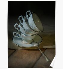 Still life with tea cups set Poster