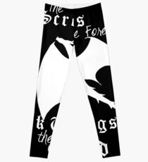 Black wings in the cold (white lettering) Leggings