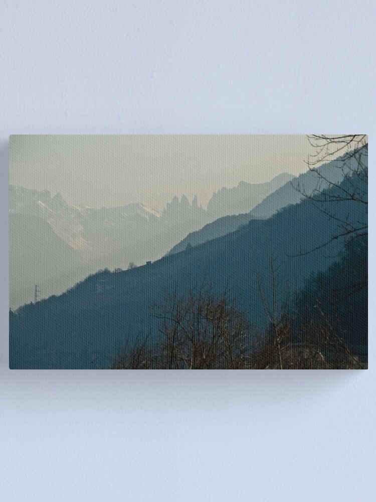 Alternate view of Dolomites and foreground hills, view from Bolzano/Bozen, Italy Canvas Print