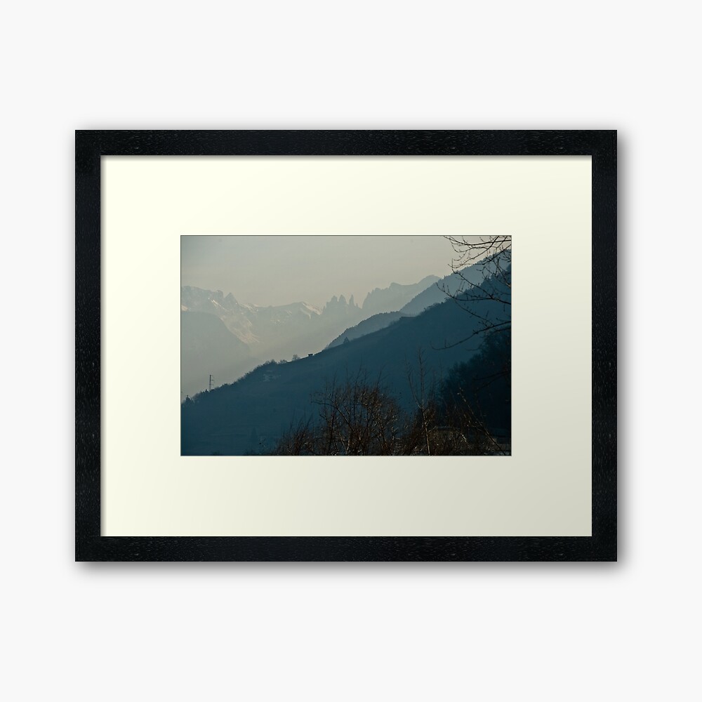 Dolomites and foreground hills, view from Bolzano/Bozen, Italy Framed Art Print