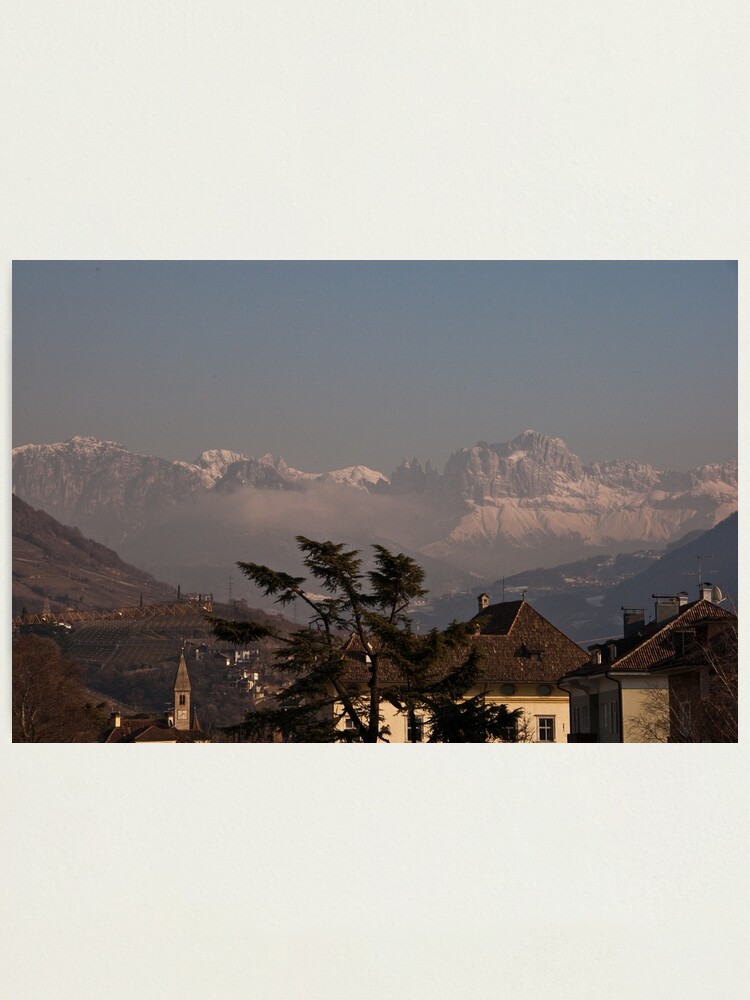 Alternate view of Dolomites and low-hanging clouds, view from Bolzano/Bozen, Italy Photographic Print