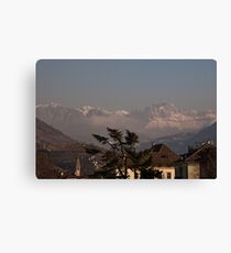 Dolomites and low-hanging clouds, view from Bolzano/Bozen, Italy Canvas Print