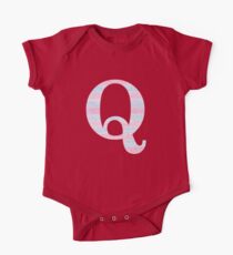 Buchstabe Q blaue und rosa Punkte und Bindestriche Monogramm-Anfang Baby Body Kurzarm