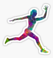 Woman runner running jumping Sticker