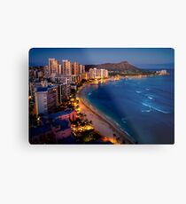 Waikiki Beach und Honolulu Skyline, Hawaii Metallbild