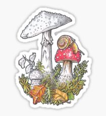 Mushrooms and a snail - 4erta Sticker